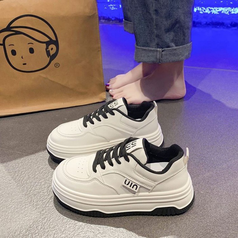 designer shoes 2025 Women's sporty, fashionable casual platform thick-soled all-match round-toe lace-up sneakers style for spring and autumn