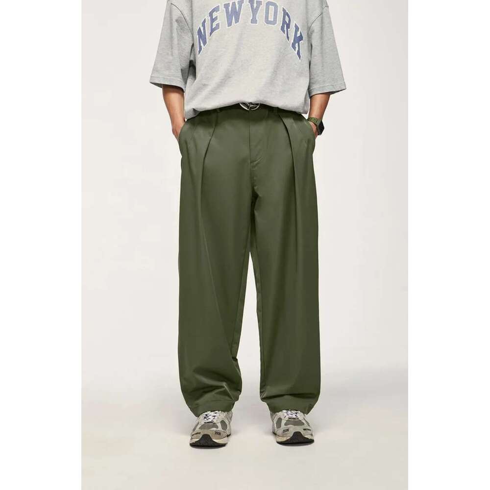 Black Wide Leg Men Loose Fit Suit Pants Male Casual Baggy Trousers Plus Size