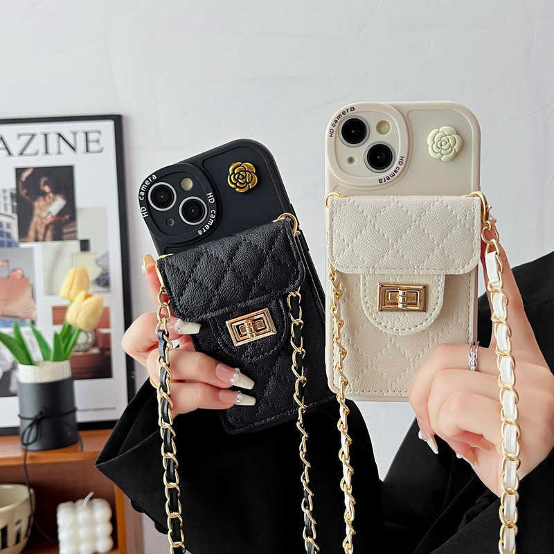 Chanel Style Pro Max Phone Case iPhone 16 Crossbody Strap Chain Compatible with 17 Lock Wallet 14 Card Holder J251202