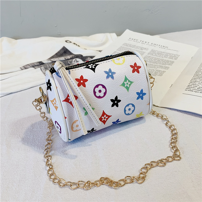 Free shipping Children's bag Children's crossbody bag pu printed bucket bag Cute girl's shoulder bag 2025
