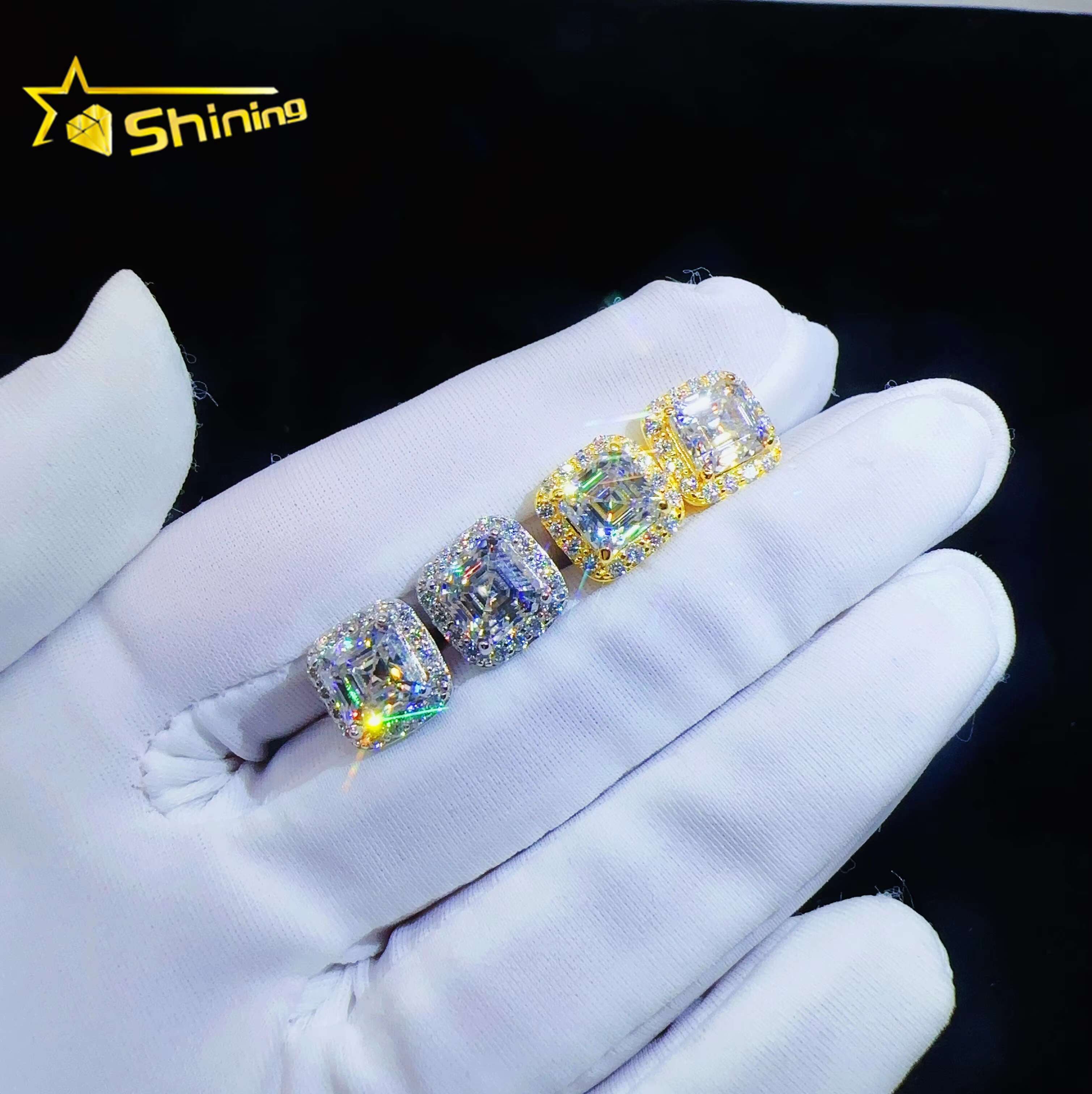 Pass Tester Hip Hop Jewelry Sier Lab Dia VVS Moissanite Iced Out Stud Earrings