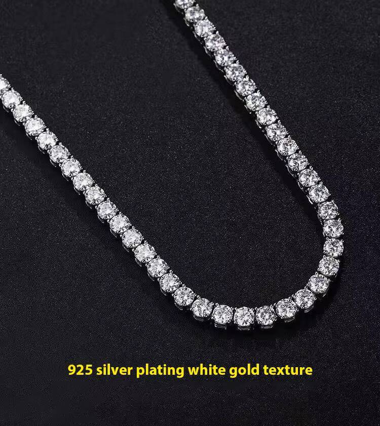 Moissanite Tennis Chian Silver925 With 18K Gold Plated D Color VVS Moissanite Diamond Chain Necklace Fashion Tennis Style