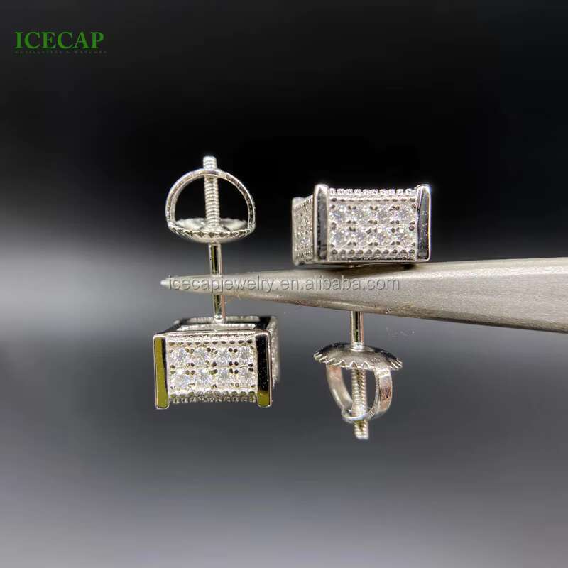 New Arrivals Fine Jewelry Bling Luxury 925 Sterling Silver Iced Out D VVS1 Moissanite Diamonds Hiphop Mens Stud Earrings