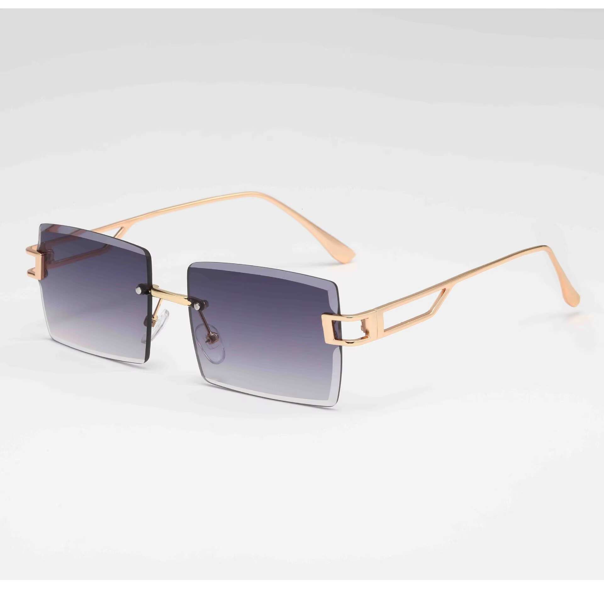 China Factory Promotion Rimless Square Glasses Unisex Uv400 Sunglass Cutout Eyewear