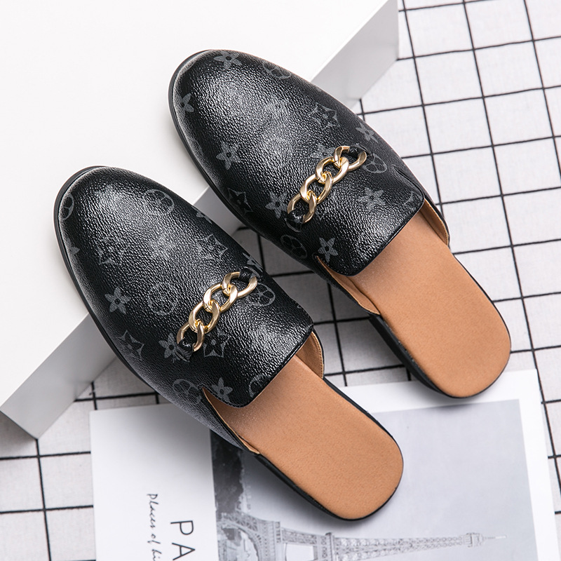 Free shipping cross-border summer new oversized half-drag leather shoes, formal office fashion versatile casual shoes, pointed-toe men's shoes
