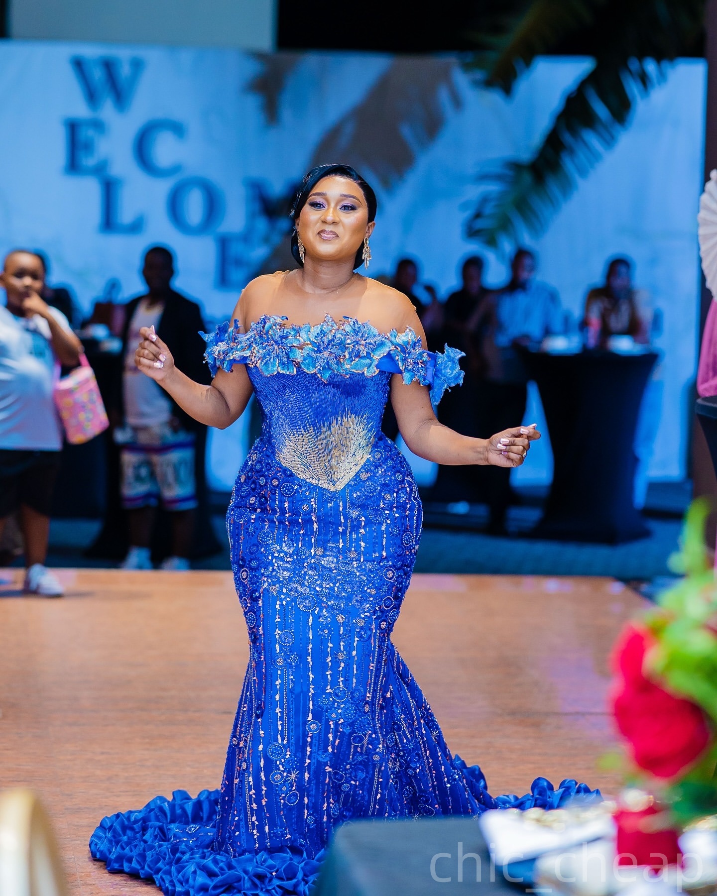 Blue Mermaid Prom Dresses 2026 Crystals Flowers Beaded Sequined Evening Formal Party Second Birthday Engagement Gowns Plus Size Dress For Special Occa