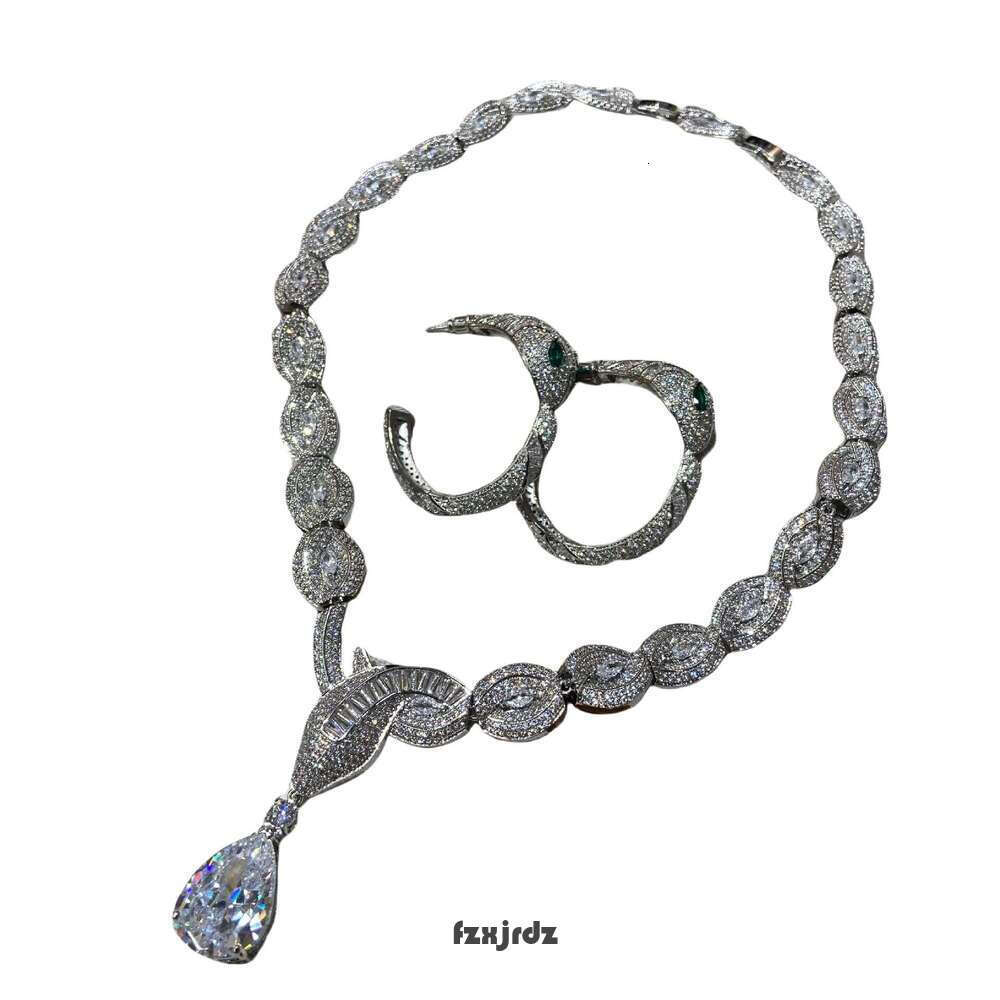 New Snake-Shaped Water Drop Necklace No. 5 Hoop Earrings Gold-Plated High-End Luxury Style Women's Dress Earrings Jewelry set