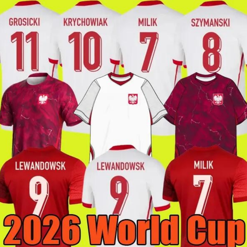 2026 Poland World Cup New Men Home Away Polska National Team LEWANDOWSKI Soccer Jerseys BEDNAREK CASH ZIELINSKI SZYMANSKI Polish kids kits Football Shirt