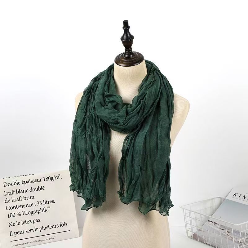 T422 new knitted shawl cute summer winter versatile retro scarf solid color woven silk scarf female autumn and winter lazy style