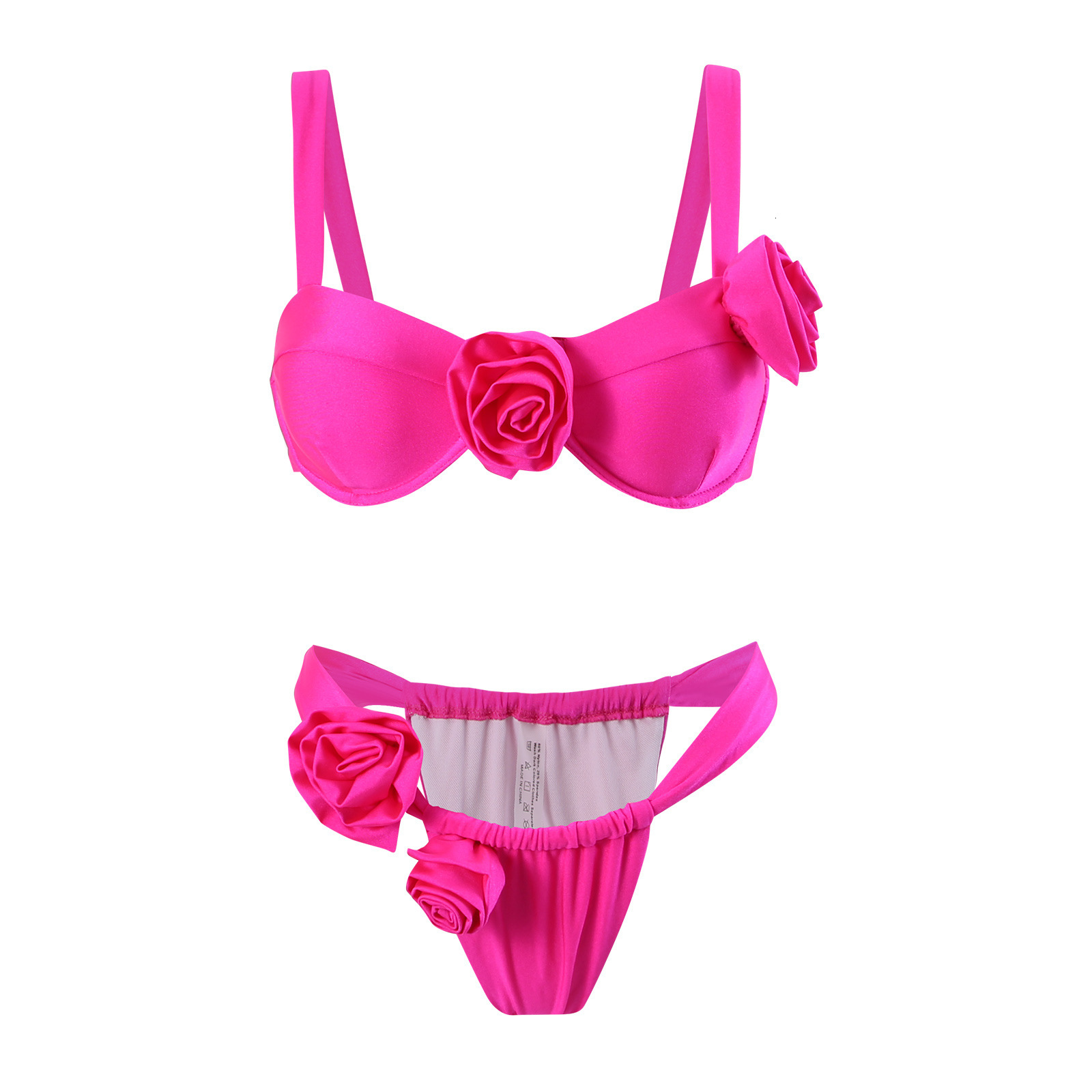 Bikini swimsuit women's split solid color steel holder gathers 2025 new sexy bikini