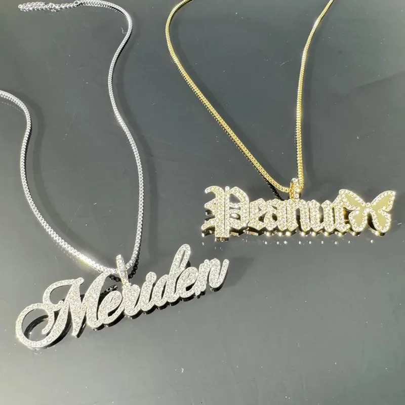 DHQH Customized Name Diamond Necklace Personalized Letter Shining Ancient English Pendant Jewelry 251105
