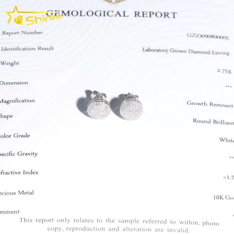 Dropshipping Dias Designs 10K Solid Gold HPHT /Moissanite Lab Grown Dia Stud Earring Fine Jewelry