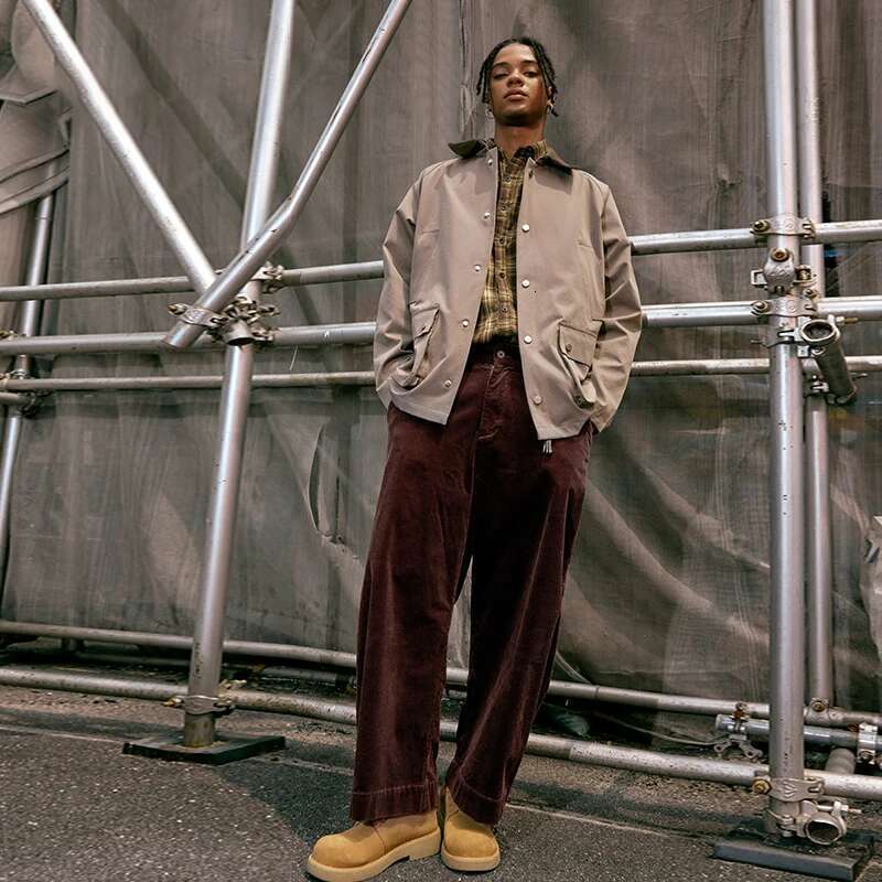 Men's Corduroy Wide-Leg Pants Retro Japanese Cotton Loose Casual Trousers