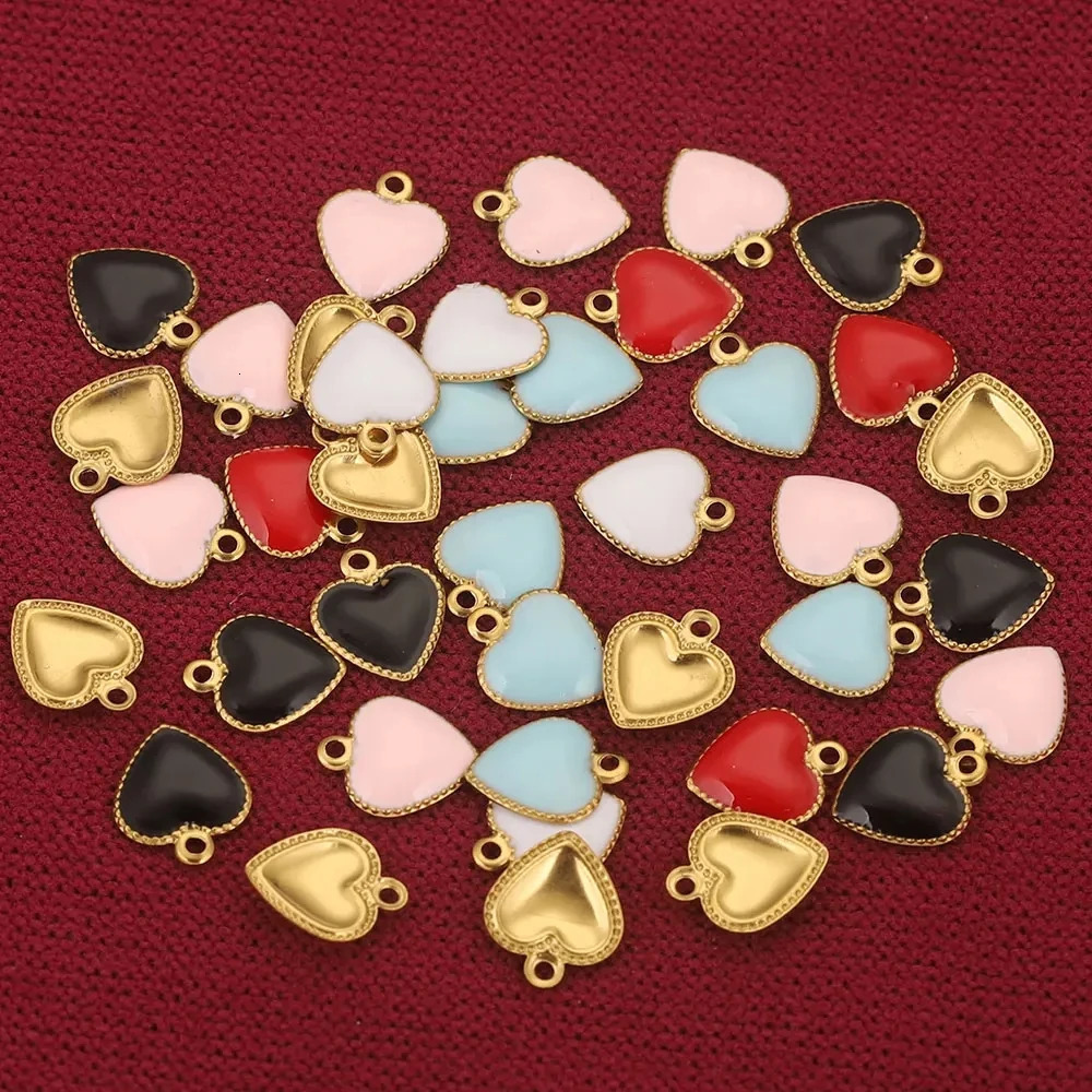 20 pieces of stainless steel enamel heartshaped amulets for jewelry making DIY small amulet bracelets long chain tail label accessories 250325
