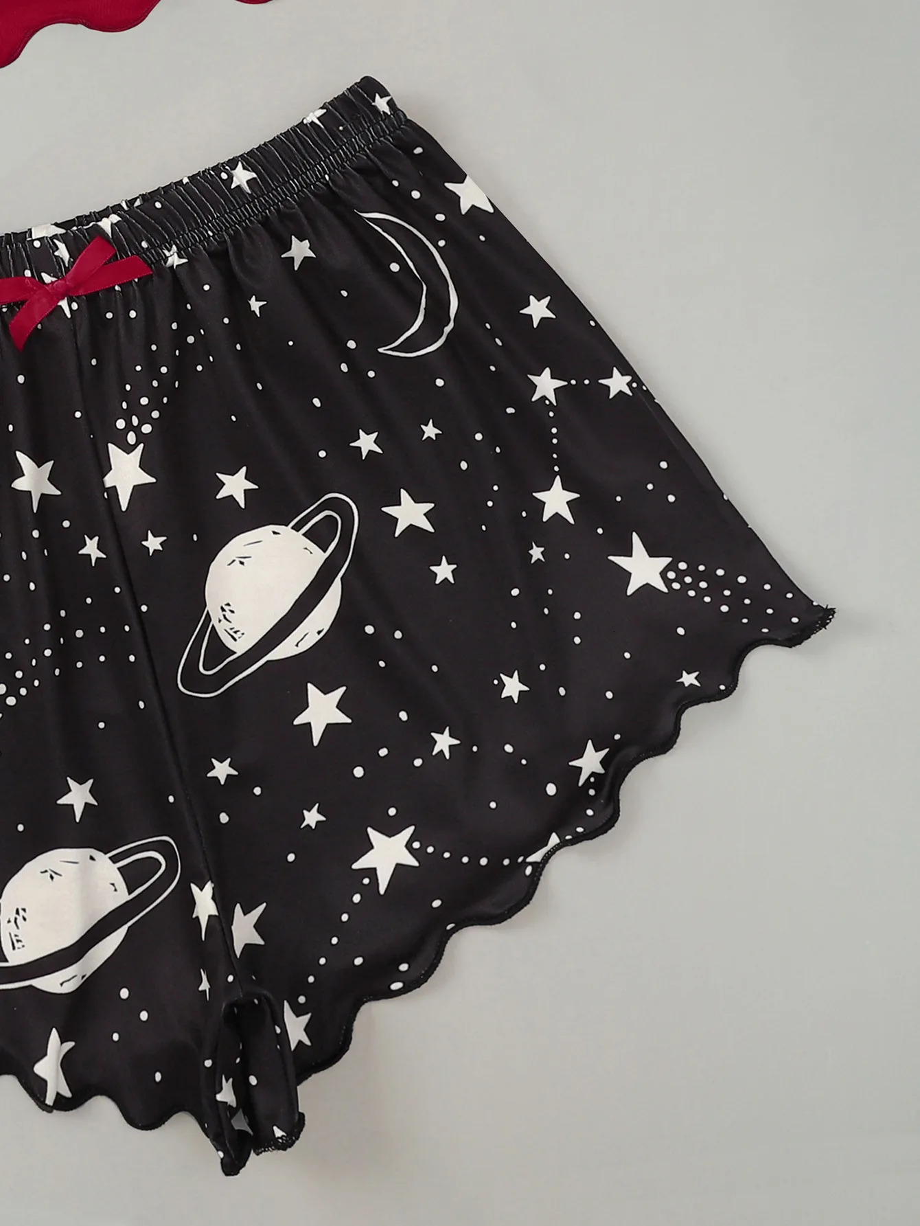 Womens Pajamas Set Sexy Lingerie Starry Sky Print Sling Sleepwear V-Neck Sleeveless Top and Shorts Sets Pyjamas Homewear 250402