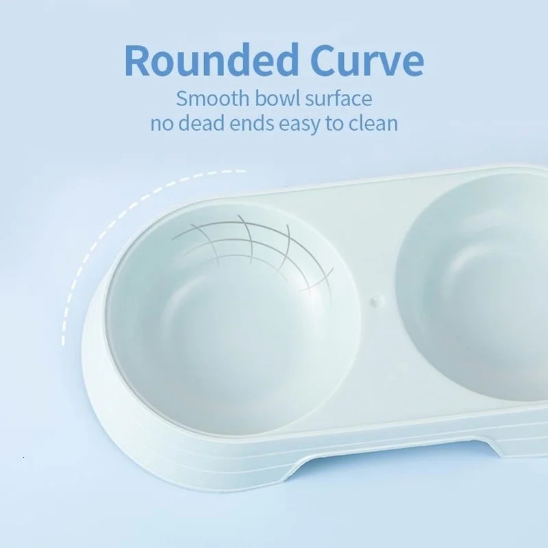 Pet Double Bowl Plastic Kitten Dog Food and Beverage Tray Feeding Machine Cat Feeding Machine Pet Supplies Dog Accessories Pet Bowl 250403