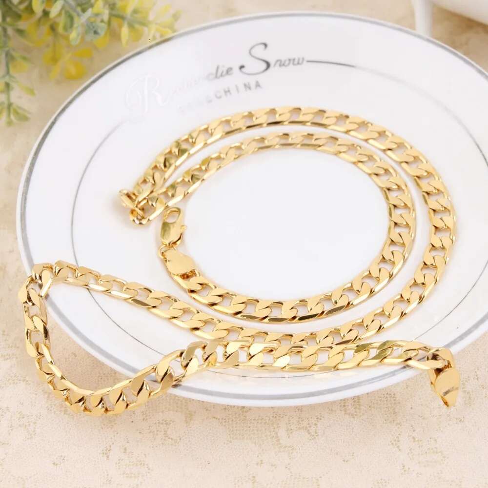 Sterg sier gold plated 8MM geometry chain Bracelets Neckalce for women men fashion designer jewelry set