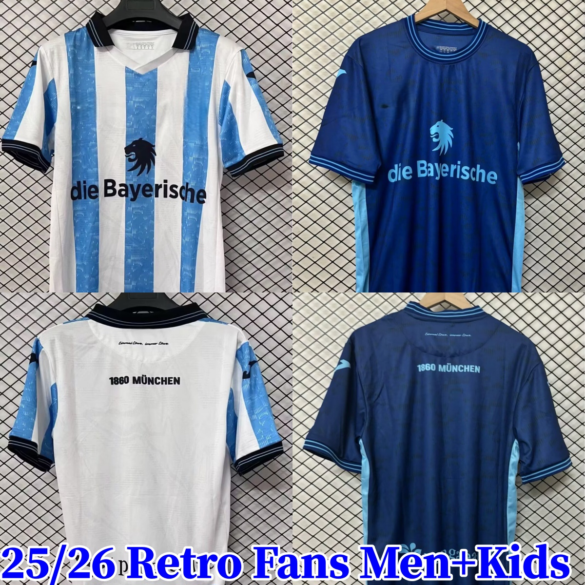 Munich Jersey 25 26 Soccer Jerseys 2025 2026 home away 3rd Football mens kids uniforms Retro 1860 football shirt