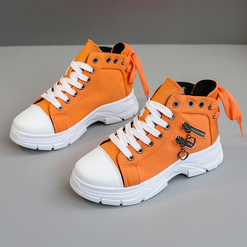 Canvas shoes women casual shoes high top shoes breathable thick sole height increasing Martin boots comfortable fashion sports
