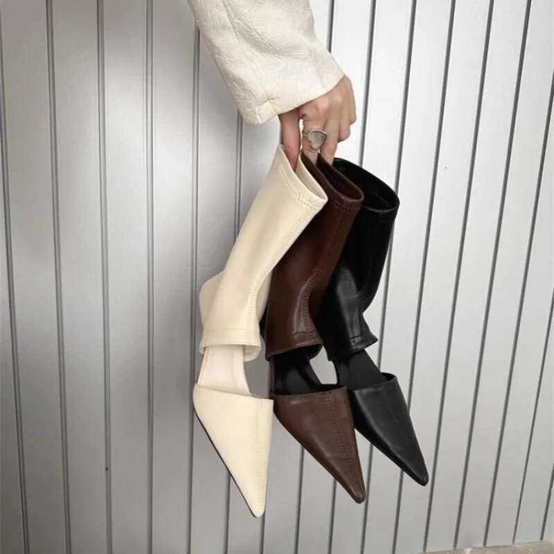 Spring New Pointed Hollowed Out Cool Sleeve Elastic Women's Boots Stiletto Fashion Shoes