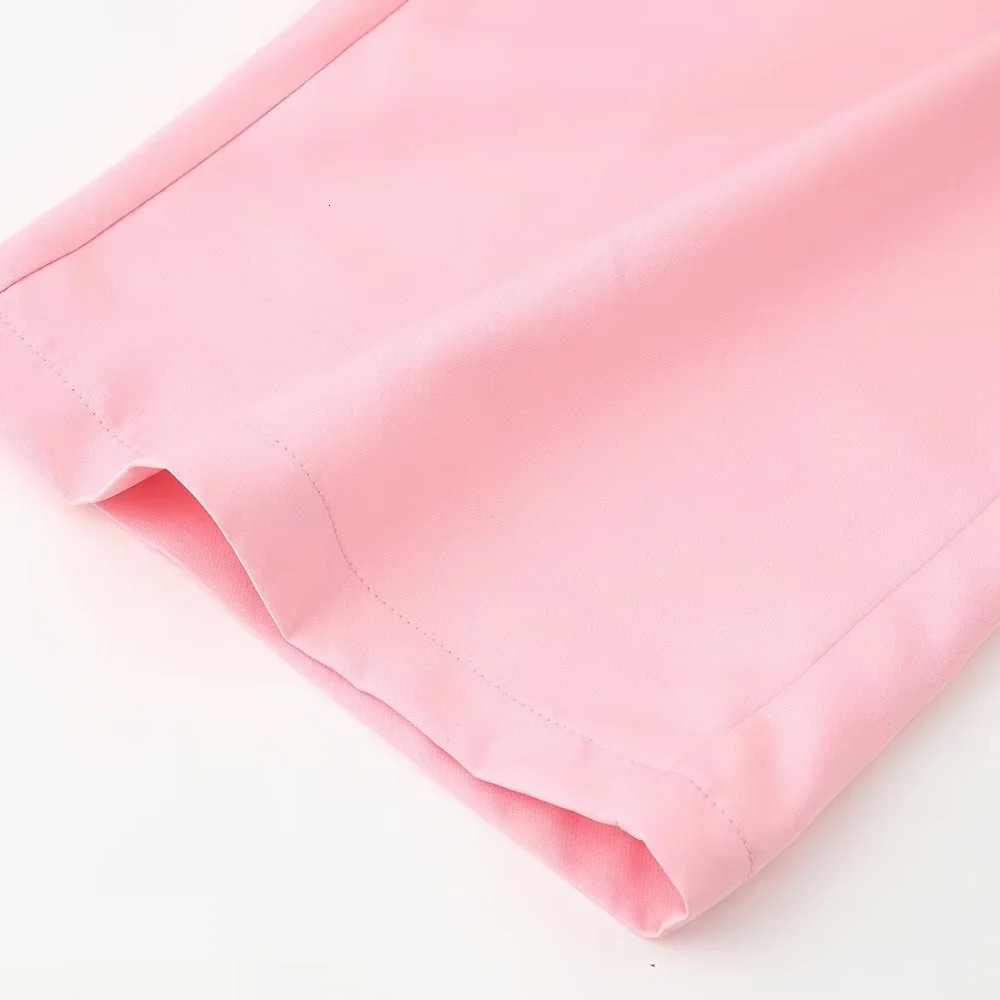 womens clothing European and American style belt shoulder pad loose collar set jacket casual pants 250403