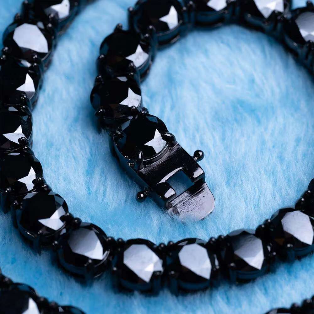 Top Grade 6MM Moissanite Black Diamond Hip Hop Tennis Chain Gold Rhodium Plated New Arrival Best Price for Gift and Party