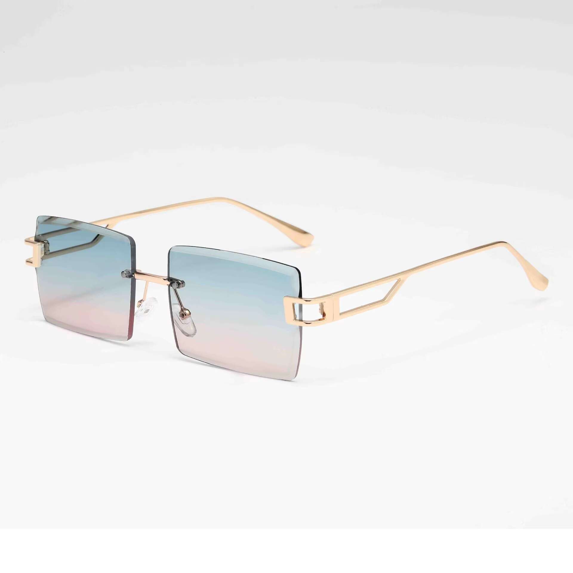 China Factory Promotion Rimless Square Glasses Unisex Uv400 Sunglass Cutout Eyewear