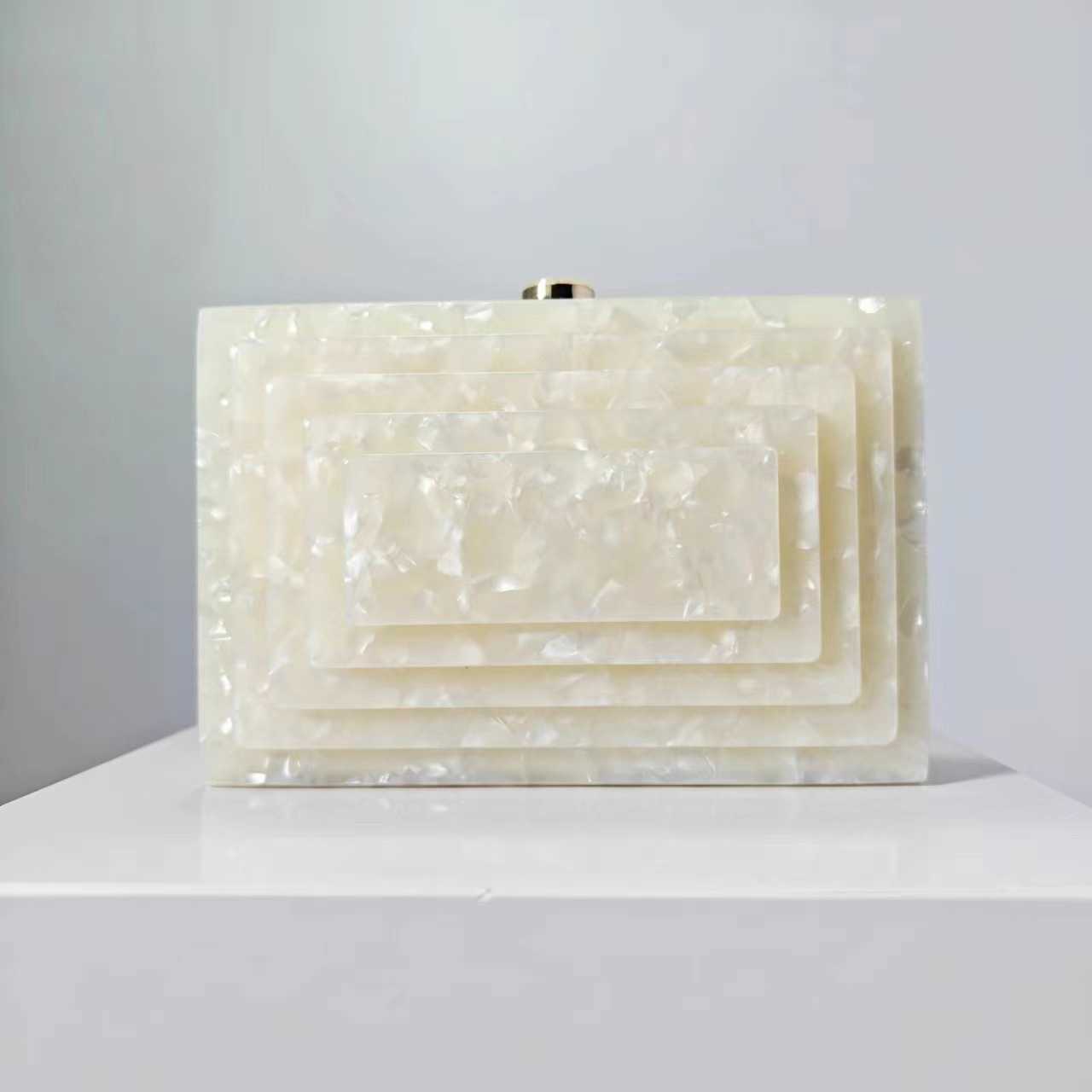 summer Dinner Bag splicing Bag Fashion acrylic one shoulder chain bag women