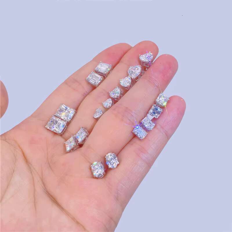 Custom Big Gemstone High Quality Silver Jewelry 925 Elegant Moissanite Earring Princess Cut 2022 Earrings