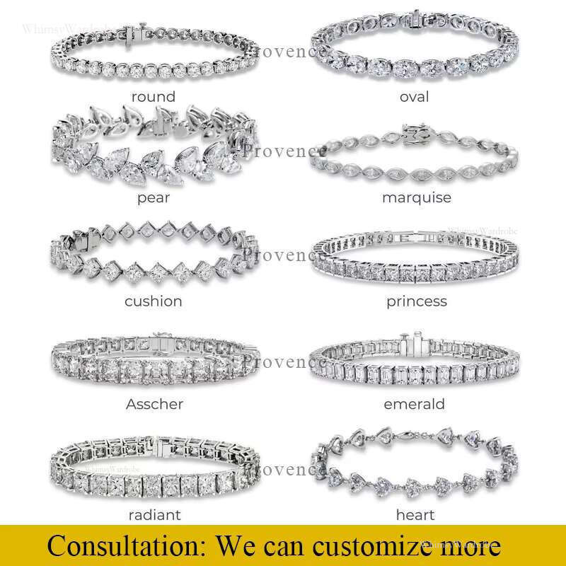 Ready to Ship DEF VVS Dia Chain Hip Hop Sterg Sier Iced Out Moissanite Tennis Bracelet Jewelry