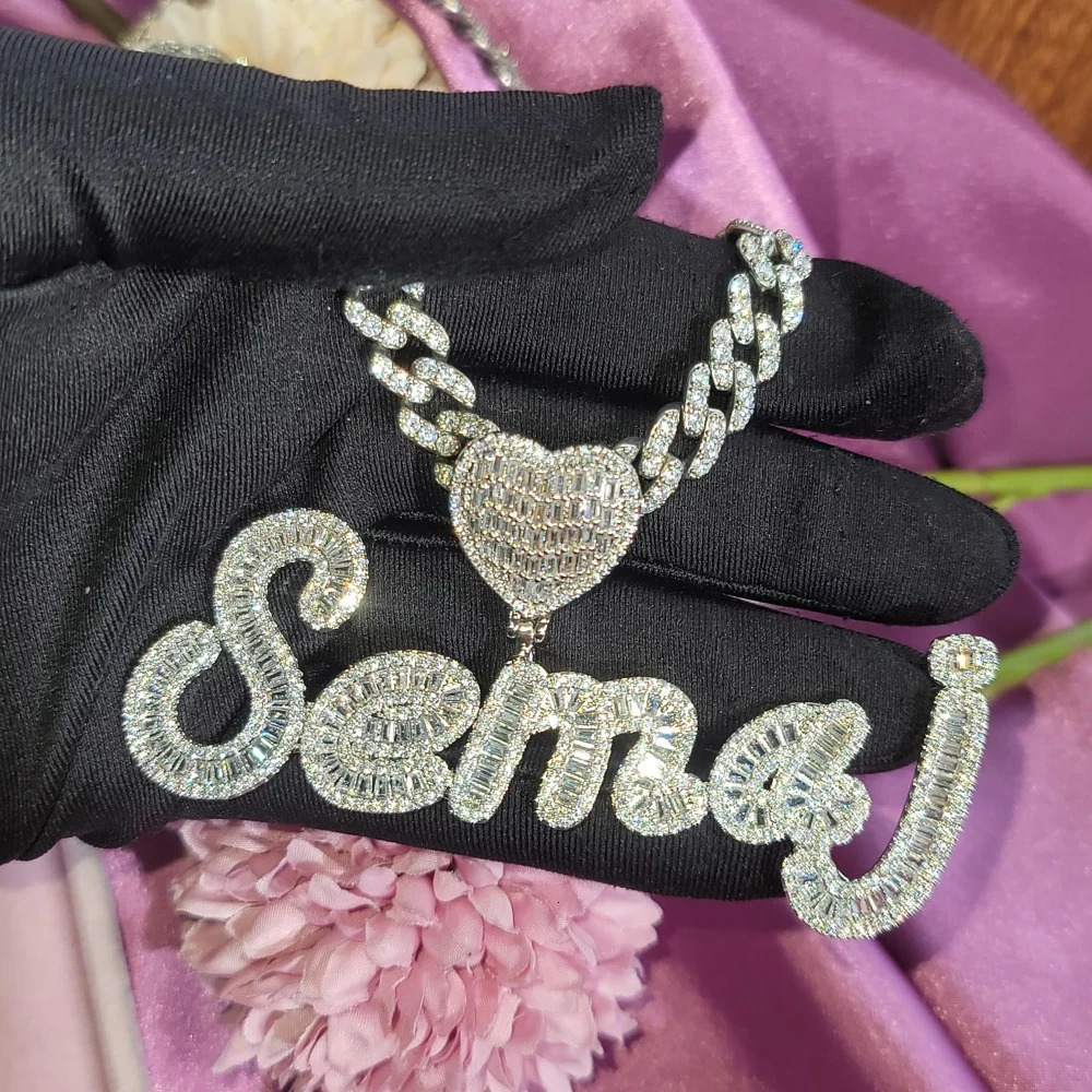 Iced Out Custom Name CZ Initial Letters Pendant with Infinity Cuban Chain Hip Hop Necklace Personalized Jewelry Gift 251105 - view 3