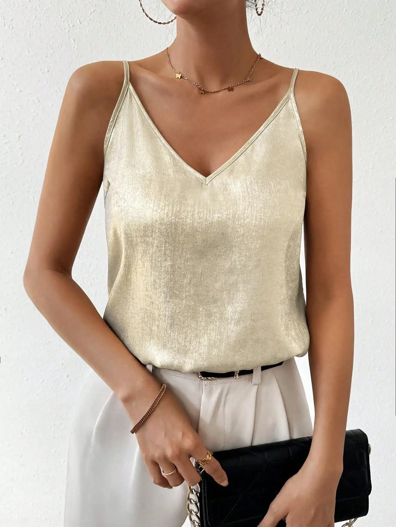 Casual and elegant womens vest slim waistband sparkling casual womens vest 250403