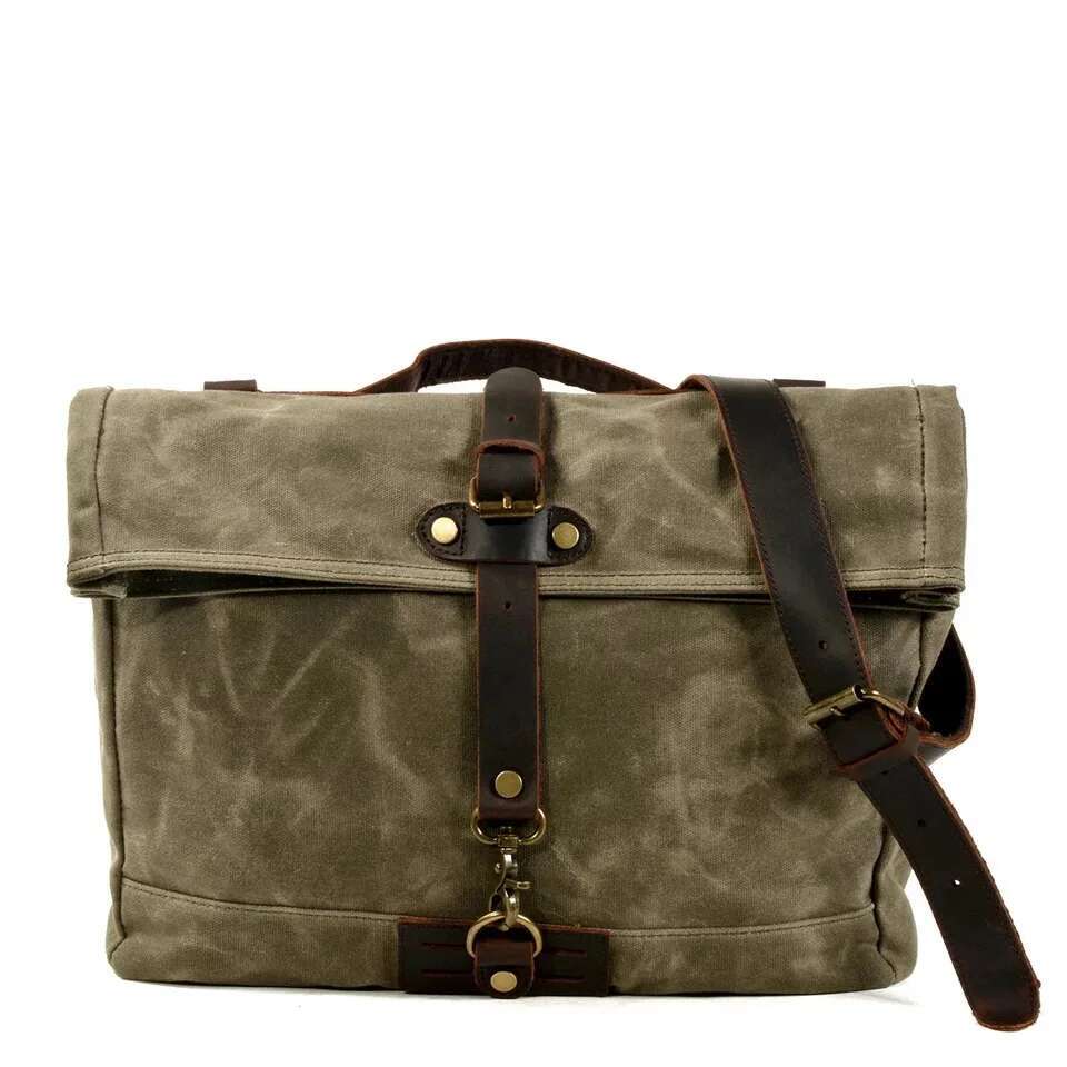 England Style Retro Canvas Men Messenger Laptop Bookbag Work Satchel Male Waterproof Travel Outdoor Locomotive Crossbody Bag