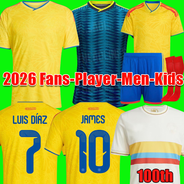 S-4XL LUIS DIAZ Colombia 2026 World Cup Kit soccer jerseys 100-years anniversary shirt james L.DIAZ fans player version jersey Male Female kids football shirts