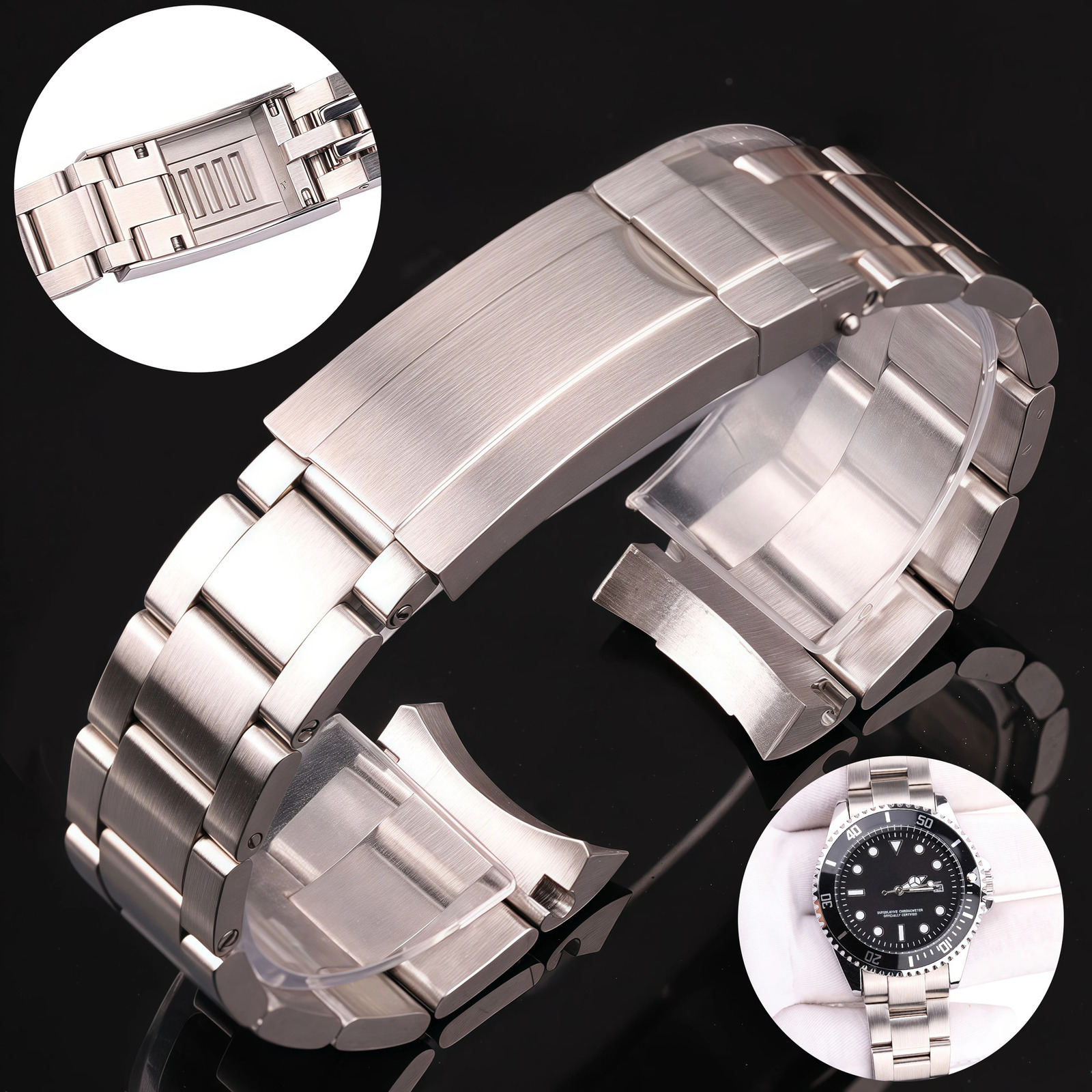 20mm 904L Stainless Steel Watch Band Curved End Solid Bracelet Strap With Glide Lock Clasp for 40mm 41mm Case 251105