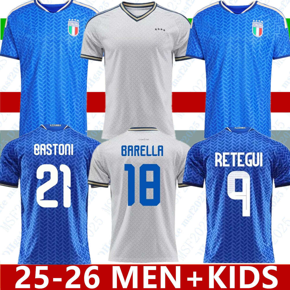 26 27 Italy maglia Soccer Jerseys RASPADORI Orsolini Casadei FRATTESI BARELLA Jerseys RETEGUI Tonali Italia Jerseys 2025 2026 Football Shirt Men Kids Kit 888