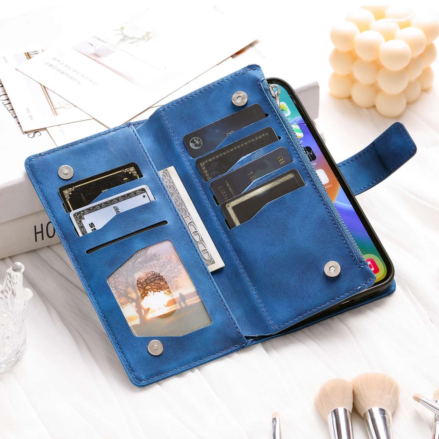 Leather Flip Case For Samsung Galaxy S25 S23 S24 Ultra S22 S21 Plus S20 FE S10 + Note 20 10 9 8 Card Wallet Eming Phone Bag