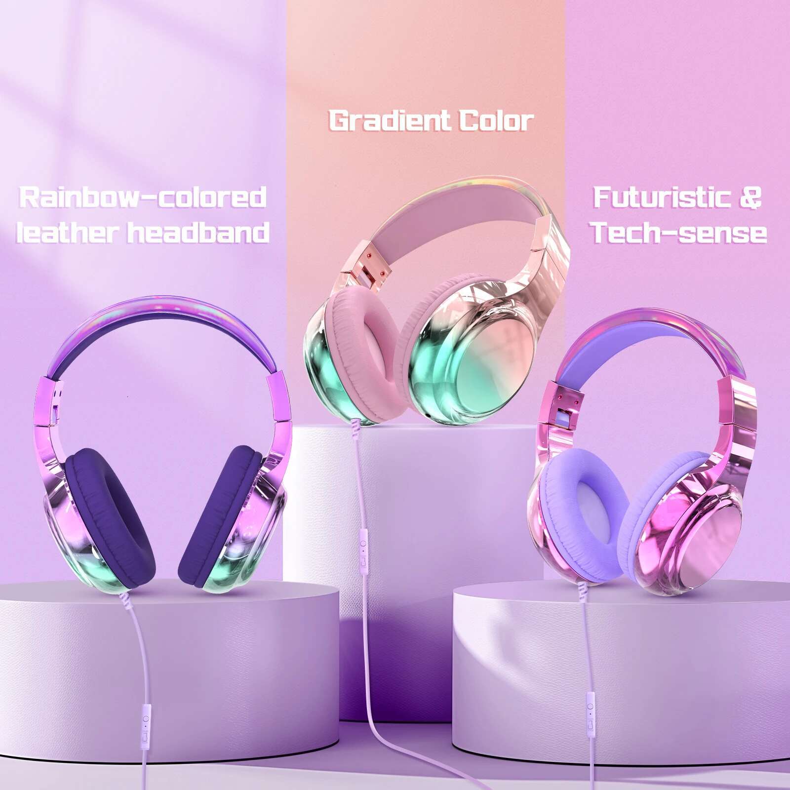 Wired Kids with Microphone 85/94dB Volume Limiter for Girls Boys Foldable Headphones
