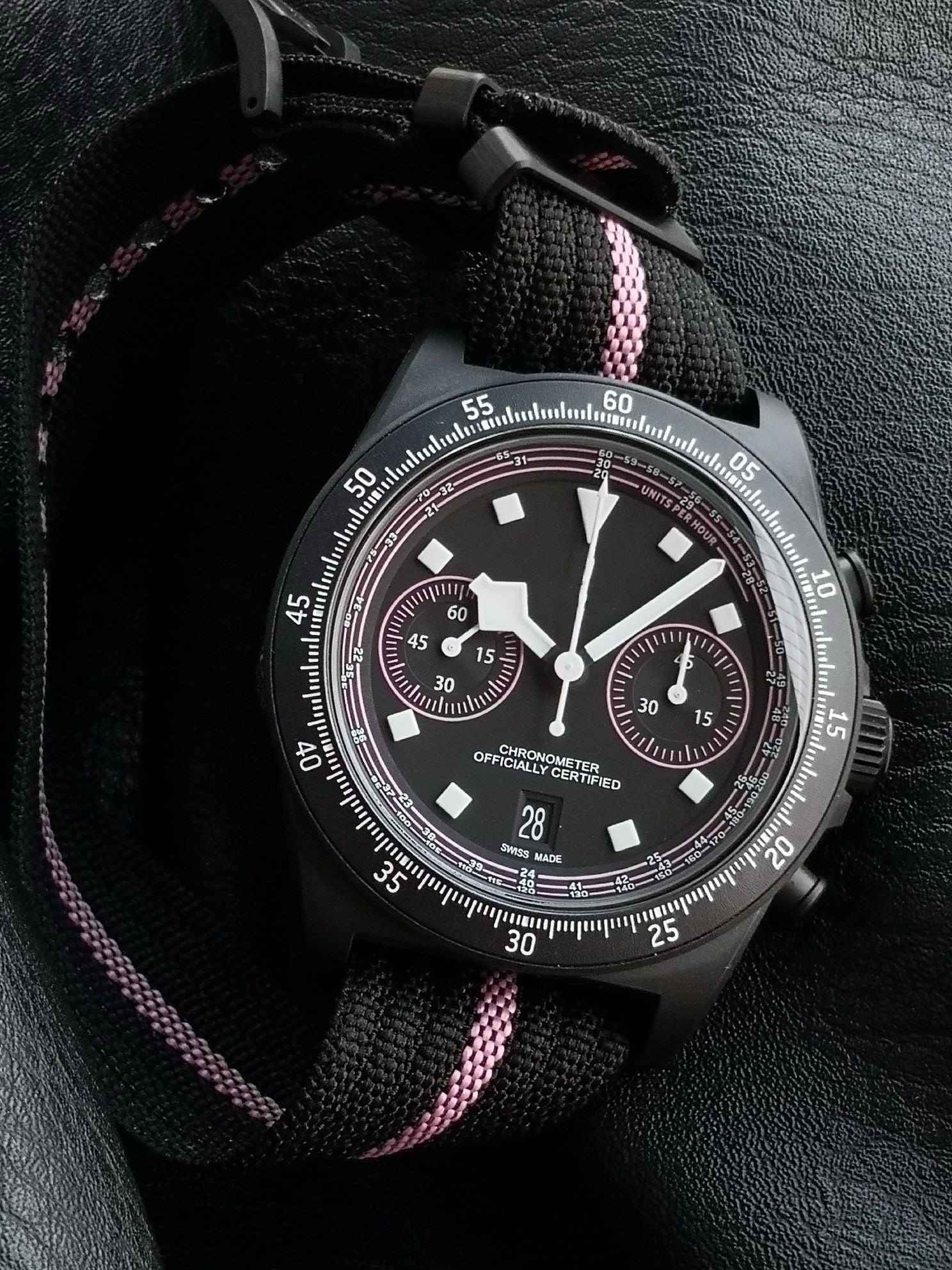 M+ Watch diameter 43 mm with 7750 movement chronograph mechanical titanium and carbon composite case sapphire crystal glass mirror