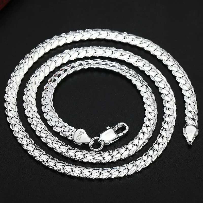 Hot sale Fine Sterg Sier 5MM Gold Full Sideways Chain Necklace For Woman Men Fashion Wedding Engagement Jewelry