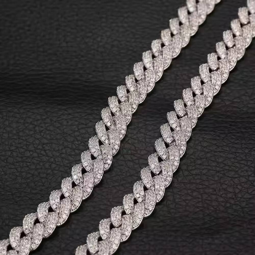 Luxury Hip Hop Vvs Moissanite Men Chain 925 Sterling Silver Iced Out Baguette Diamond Cuban Chain for Men