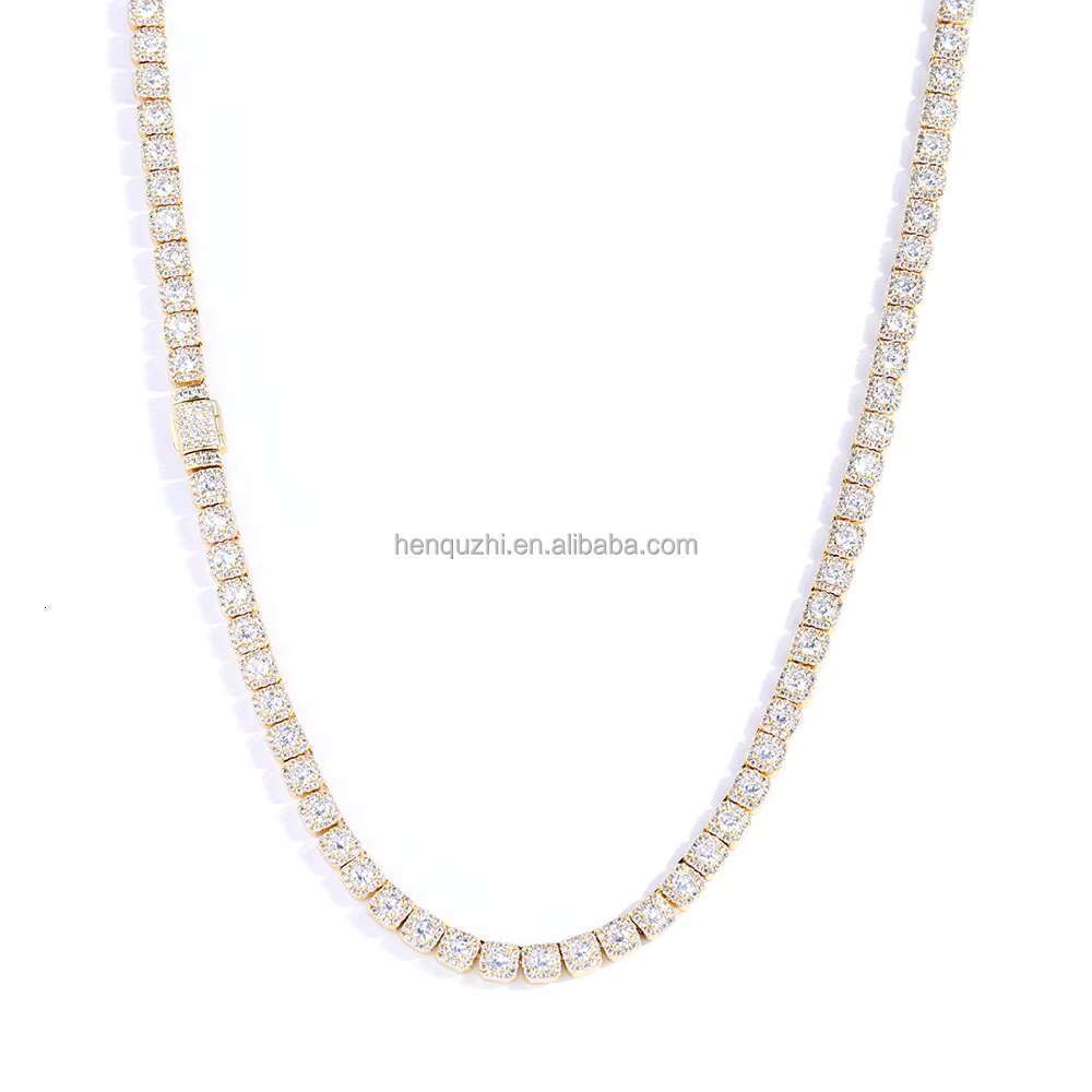 Iced Hip Hop Moissanite Necklace Sier Cube Laser Carving Fashion Style Product