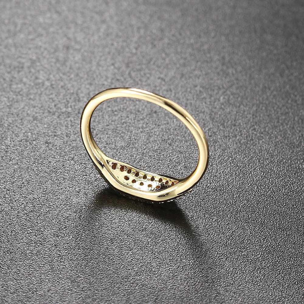 Dainty Minimalist Stacking Ring For Women Trend Cubic Zircon Gold Color Crystal Finger Accessories for Female Jewelry Gift R737 Z250407