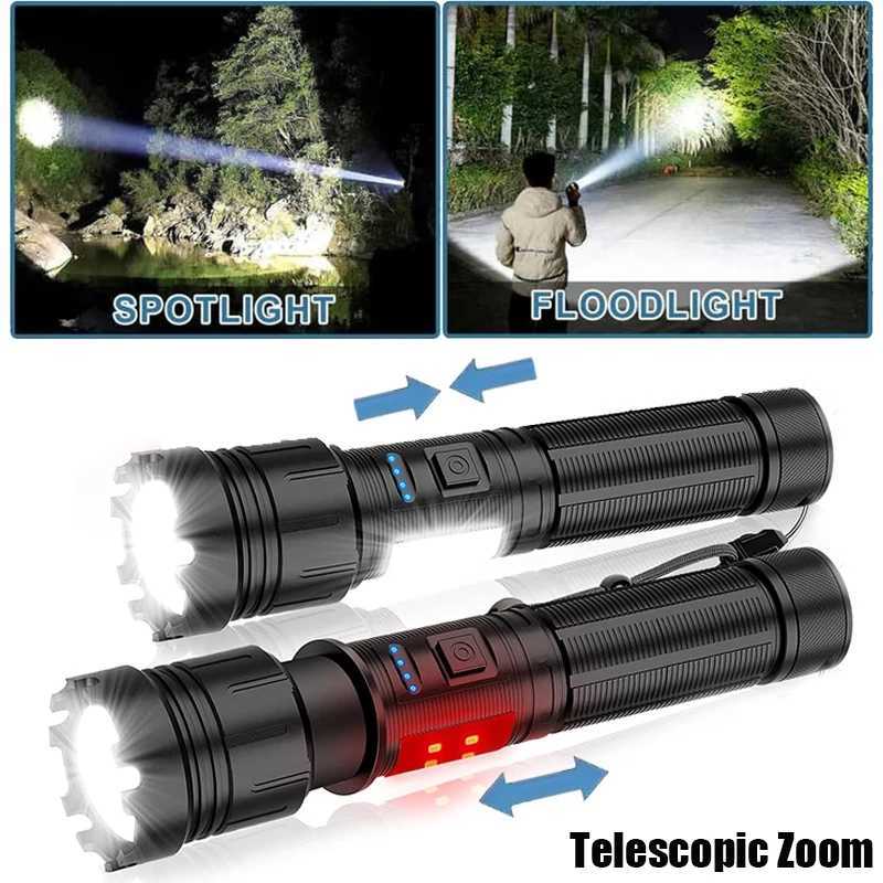 Rechargeable Magnetic LED Flashlight Multi-function Ultra-bright Flashlight 7 Modes With COB Light Telescopic Zoom For CampingW251106