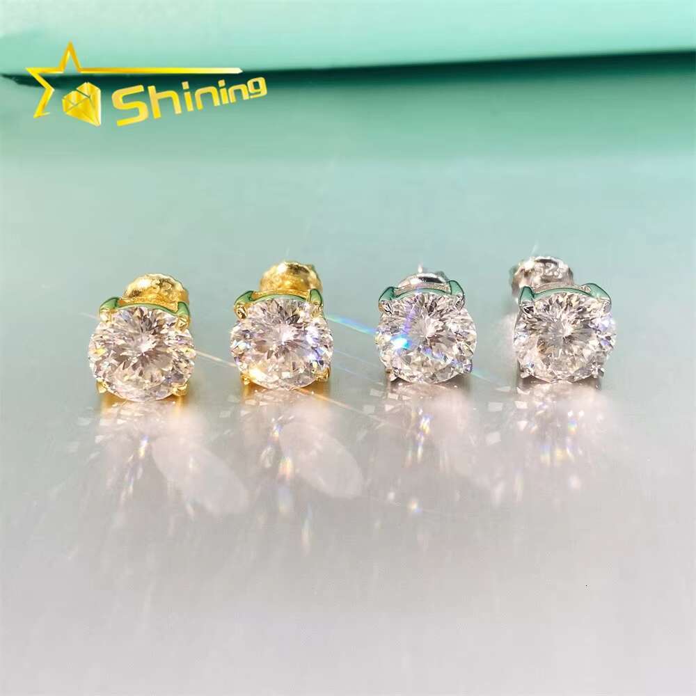 Fine Sterling Sier GRA Certificated Ready to Ship Stock Stud Custom Women Moissanite Earrings