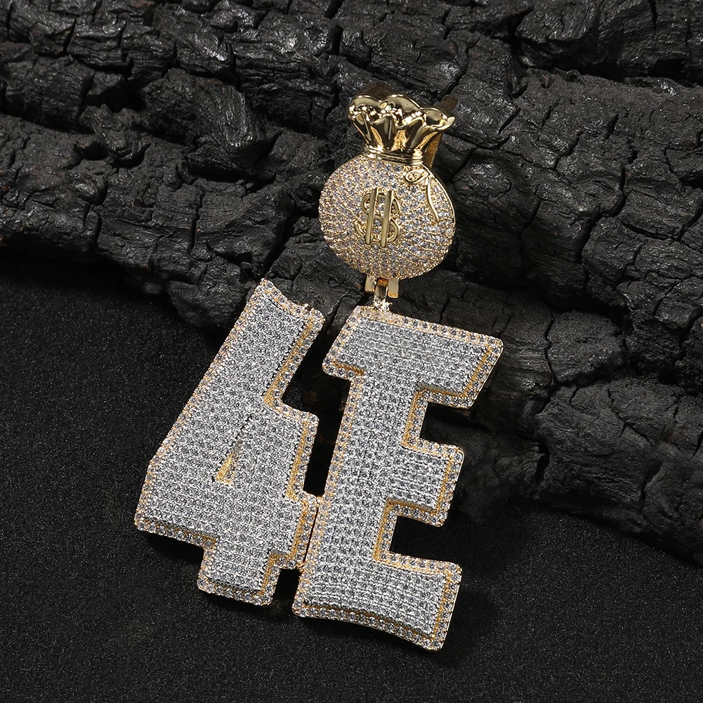 THE BLING KING Custom Double Layer Initial Letters Pendant Dollar Sign Money Bag Micro Paved Two ToneCZ NamePlate Hiphop Jewelry 251105