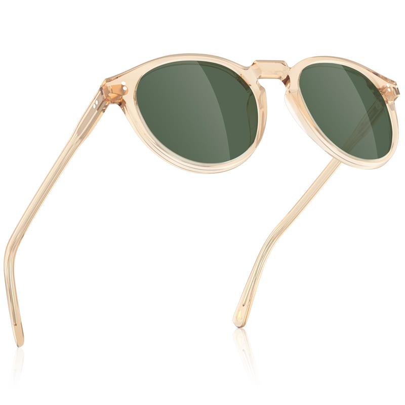 CARFIA Round Polarized Sunglasses for Women Small Face UV Protection Acetate Frame Classic Retro Style