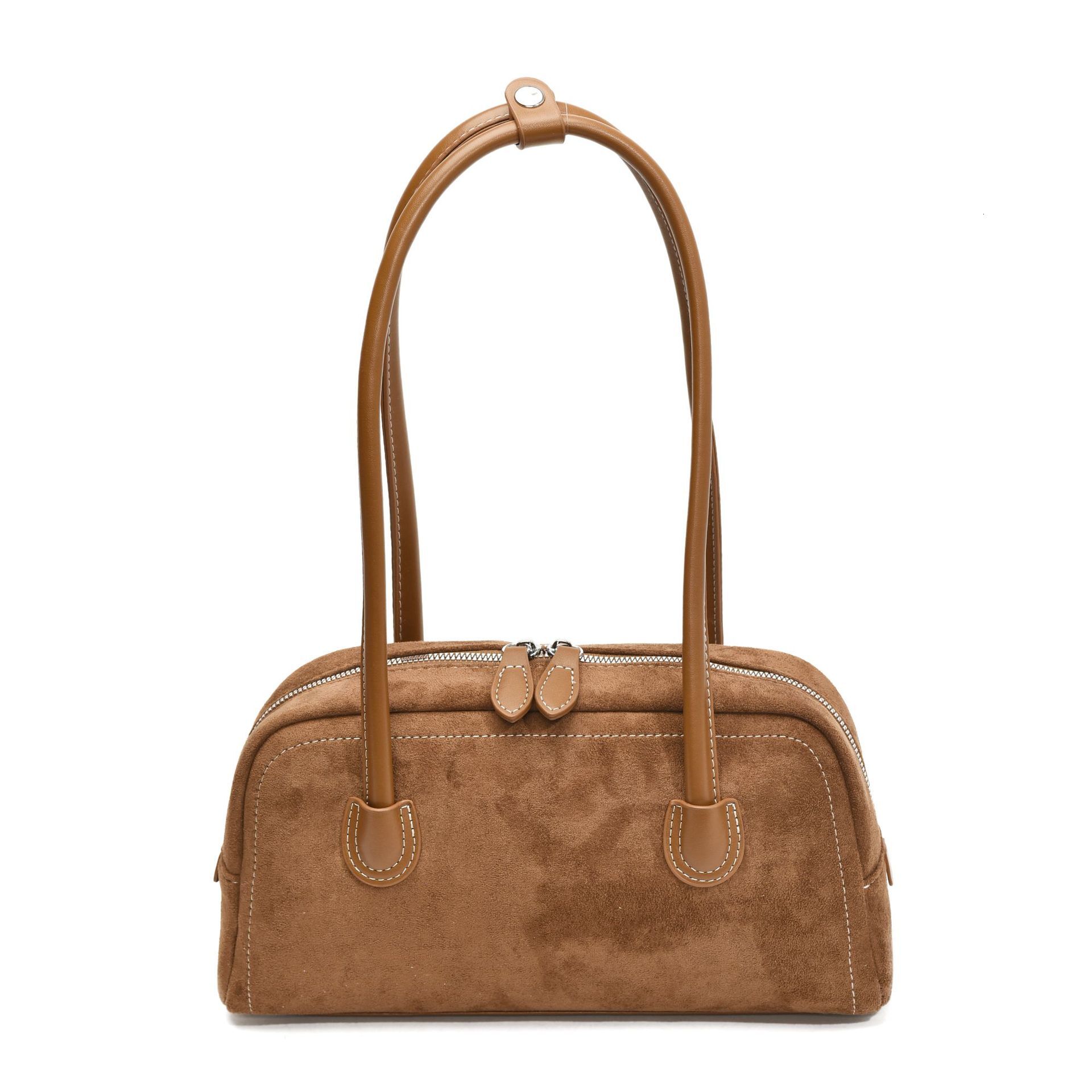 2025 Autumn Suede Baguette Women Large Capacity Commuter Casual Retro Boston Underarm Shoulder Bag