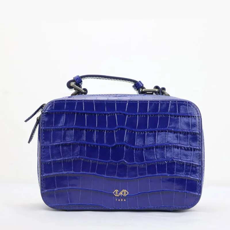 Genuine Cowhide Leather Small Bags Blue Crocodile Pattern Women Travel Crossbody Handbags New Fashion Female Bag Flap