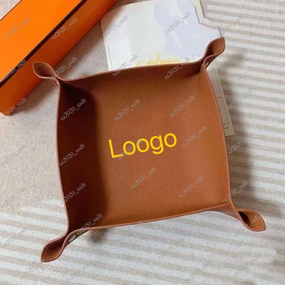 Orange leather storage tray, solid color lobby storage miscellaneous items, desktop candy box tray, regular leather soft-21556 - view 4